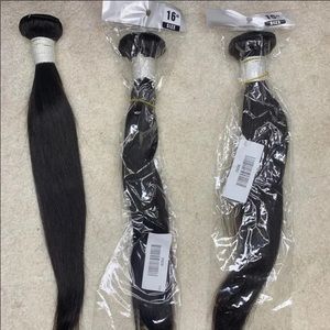 3x 16inch Straight Natural Black Human Hair Bundles